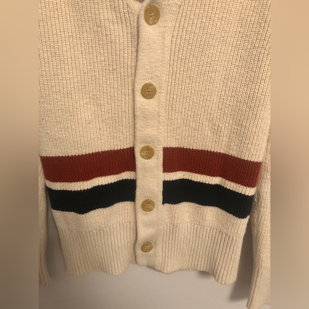 Banana Republic Mens Cotton Cream Ribbed Knit Cardigan Preppy Shawl Collar - Picture 4 of 10